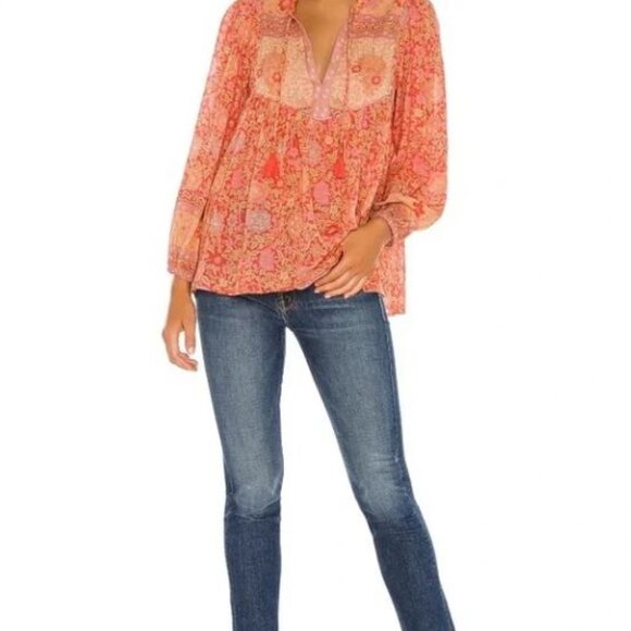 NWT Spell and the Gypsy Designs Collective Love Story Blouse Top Coral Red XS - Picture 16 of 16